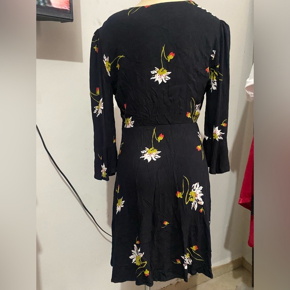 Free People Black and White Ruffled Wrap Dress - Picture 8 of 16